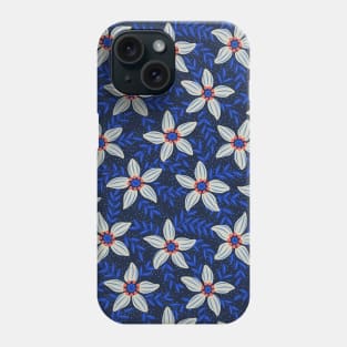 White flower stars in cyan mist Phone Case