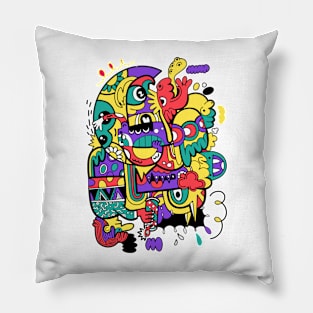 crazy abstract doodle social Pillow