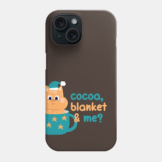 Cocoa, blanket & me? | Christmas Kitty Design Phone Case by Enchantedbox