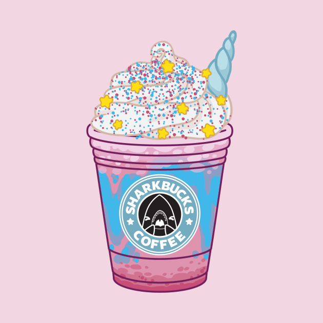 Sharkbucks Frappucino // Magical Narwhal by bytesizetreasure