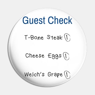 Guest Check T-bone Steak Cheese Eggs Welch’s Grape Pin