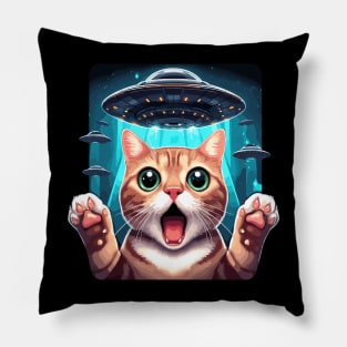 Funny Cat Selfie With UFOs Behind Pillow