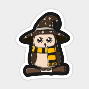 Cute Brown Owl In Witch Costume Magnet