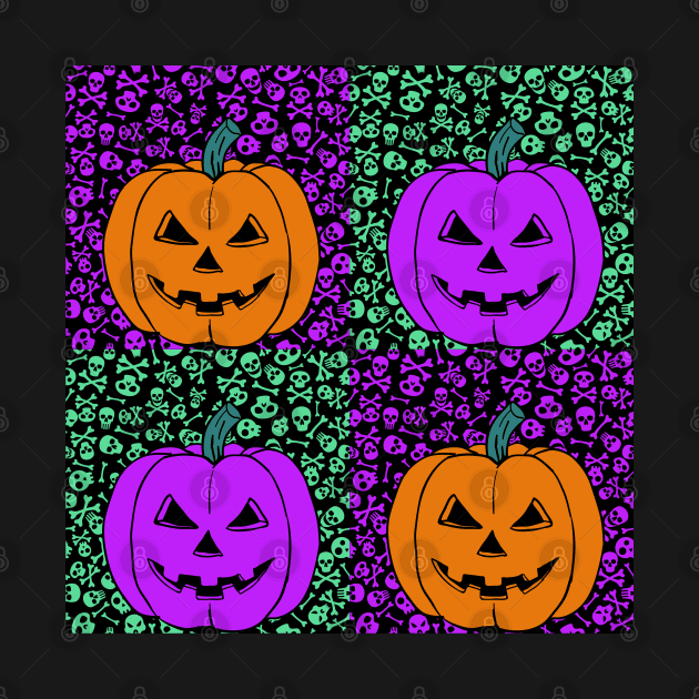 Scary Evil  Pumpkin Face Halloween Graphic Art by ChasingTees