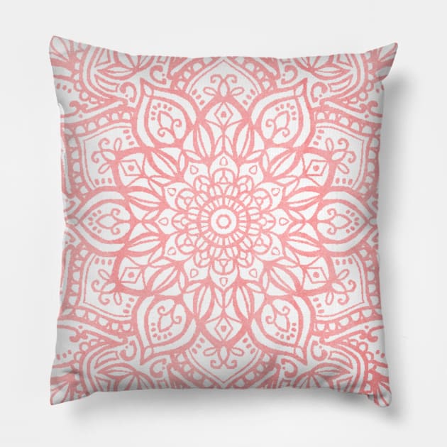 Light Pink Boho Mandala Tapestry Pattern Pillow by aterkaderk