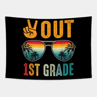 Peace Out 1St Grade Retro Graduation Last Day Of School T-Shirt Tapestry