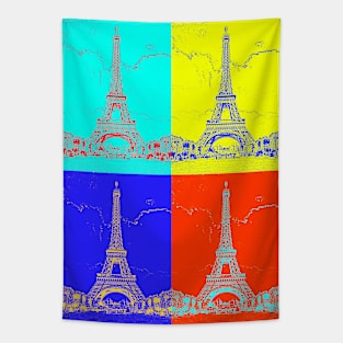 Eiffel Tower, Paris - Colorful Pop Art Poster Tapestry