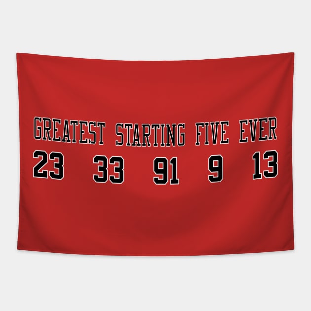 Greatest Starting 5 Ever with the Chicago Bulls Tapestry by Retro Sports