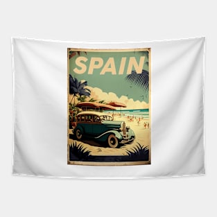 Spain Beach Vintage Travel Art Poster Tapestry