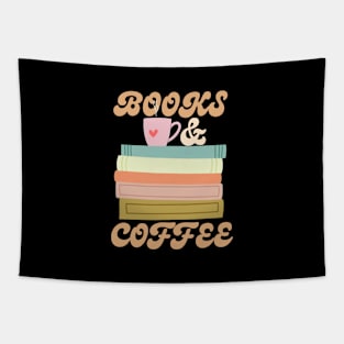 Books And Coffee Retro Tapestry