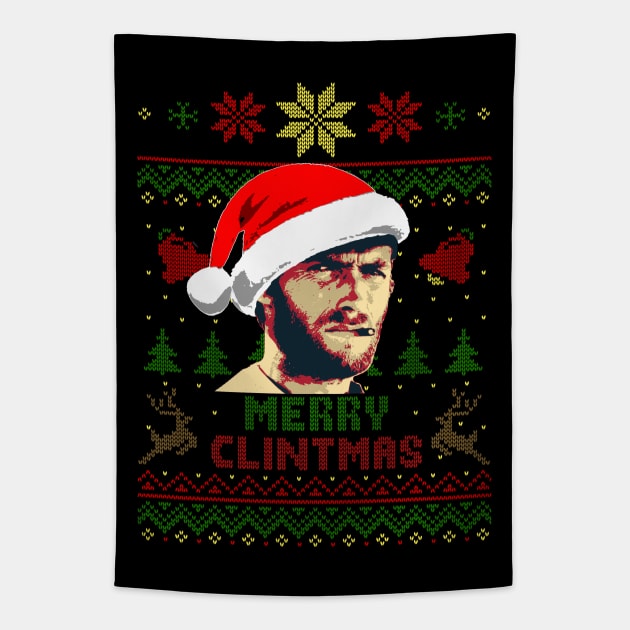 Clint Eastwood Merry Clintmas Tapestry by Nerd_art