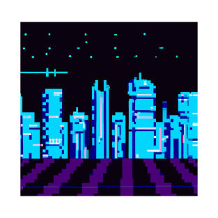 Pixel art cyberpunk cities 3 T-Shirt