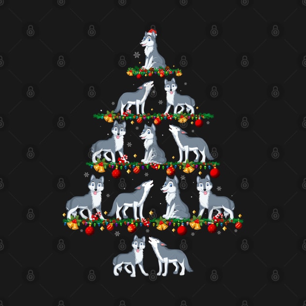 Family Pajama Sets Christmas Matching Wolf Xmas Tree by Origami Fashion