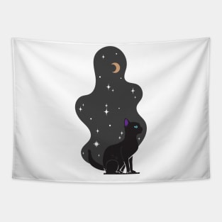 Black galaxy cat Tapestry