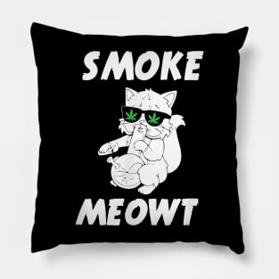 Funny Smoke Meowt Stoner Cat Weed Pillow