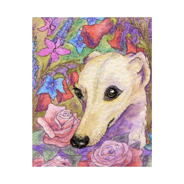 Shy flower whippet by SusanAlisonArt