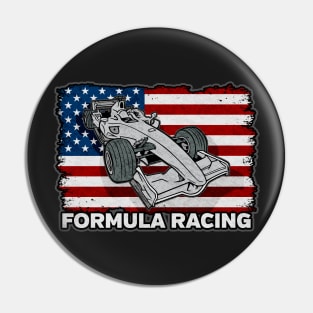 Formula Racing Car American Flag Pin