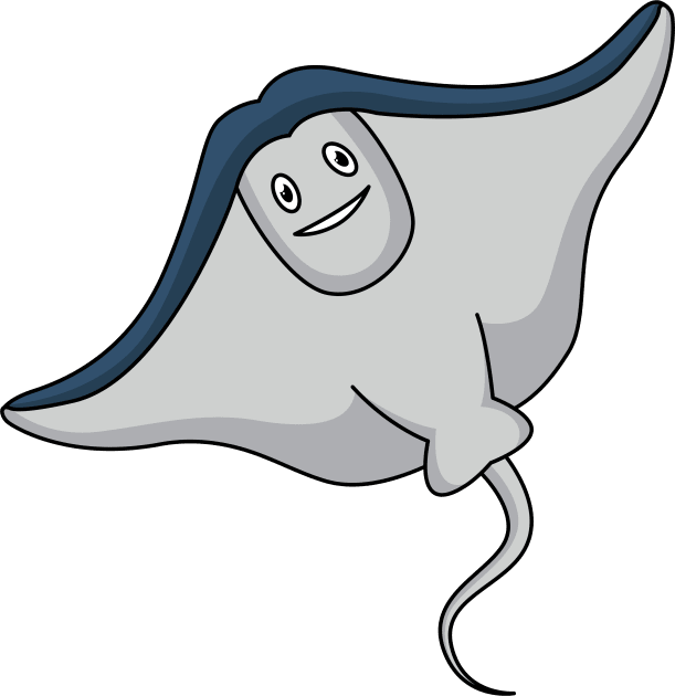 Happy stingray fish cartoon illustration Kids T-Shirt by Cartoons of fun