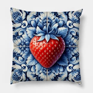 Delft Tile With Strawberry No.5 Pillow