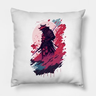 Shadow Samurai: Colorful Chaos Unleashed Pillow