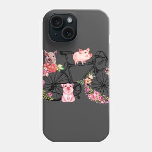 Pig With Flower Bike Cycle. Phone Case