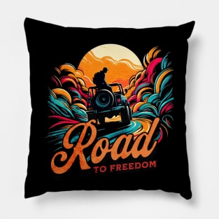 Road to Freedom Sand Jeep Design Pillow