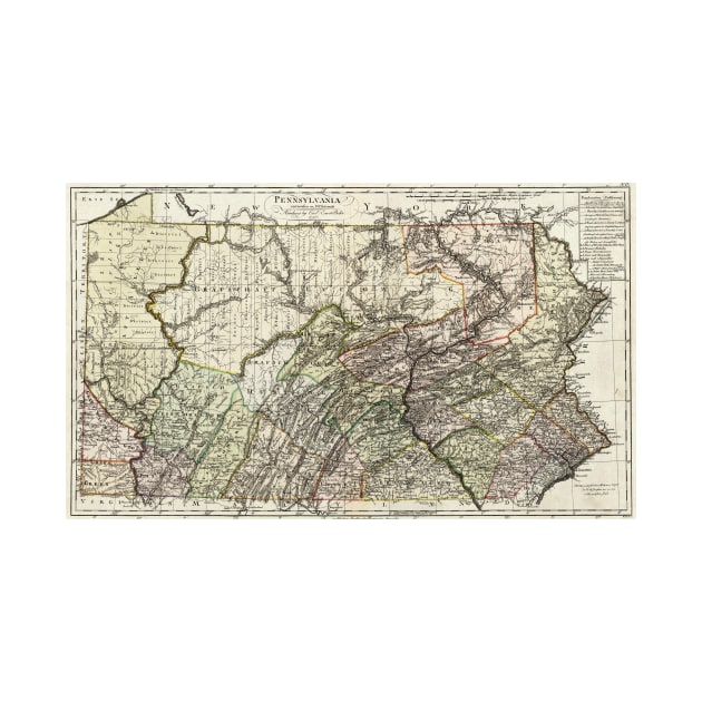 Vintage Map of Pennsylvania (1797) by Bravuramedia