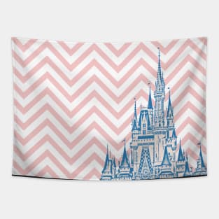 Magic Castle Chevron Pattern Millennial Pink Tapestry