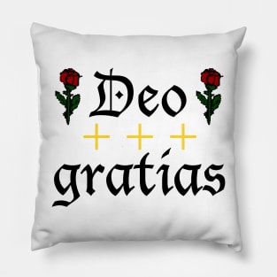 Deo Gratias w/ 8-Bit Roses Pillow