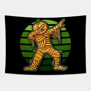 Halloween Dabbing Mummy Pumpkin Head Tapestry