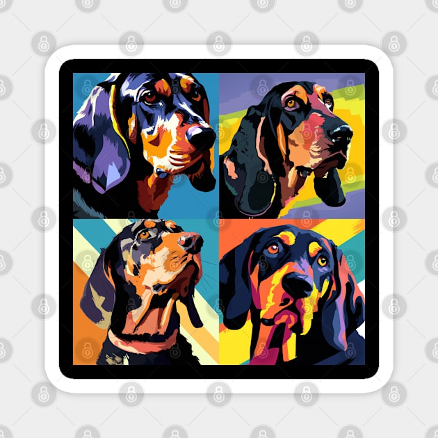 Black and Tan Coonhound Pop Art - Dog Lover Gifts Magnet by PawPopArt