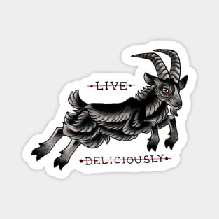 Black Phillip "LIVE DELICIOUSLY" Magnet