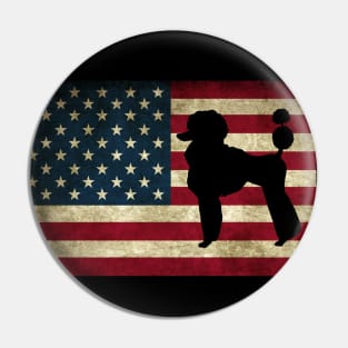 Poodle dog Silhouette American flag Memorial Day Pin