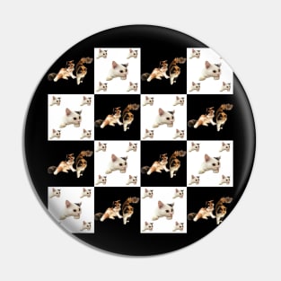 cat pattern on black and white square Pin