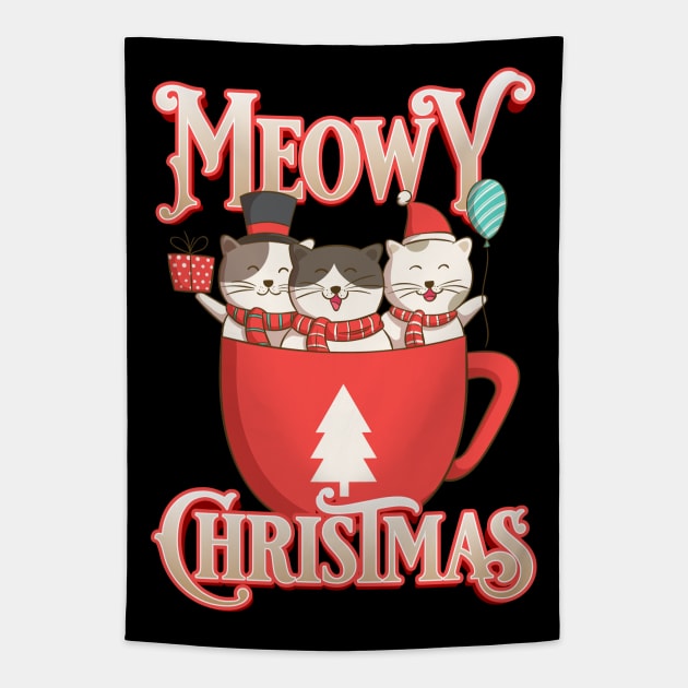 Meowy Christmas Tapestry by Addicted 2 Tee