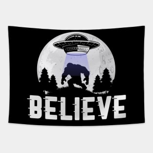 Awesome Believe in Aliens Bigfoot & UFOs Tapestry