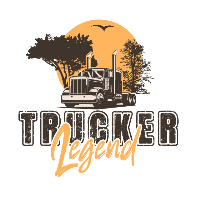 Retro long haul truck, Trucker legend - Husband Dad Trucker Legend