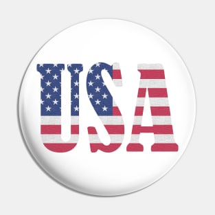 USA Flag Color Text Font Pin