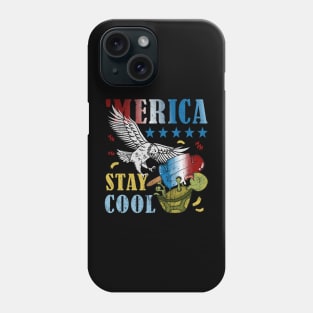 Merica Funny Eagle and Turtle Stay Cool Popsicle Phone Case