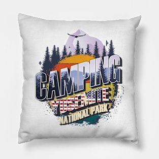 Camping Yosemite National Park Vintage USA Best gift for campers Adventure outdoor Pillow