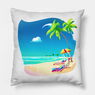 Summer lover, beach, palm trees. Pillow