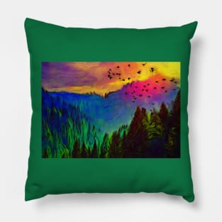 Sunset In The Valley Pillow