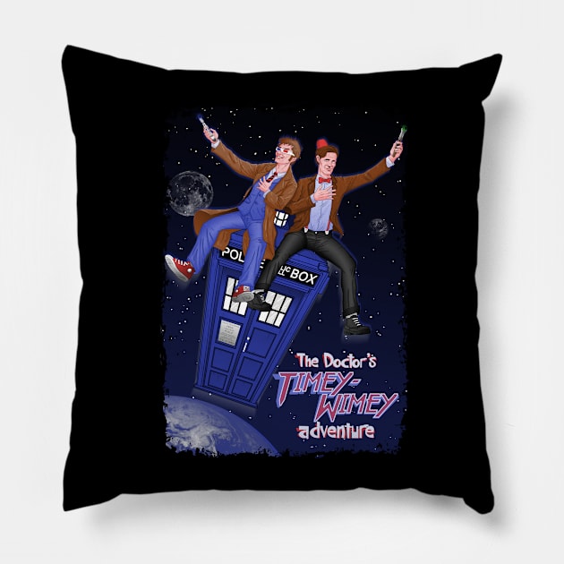 THE DOCTOR'S TIMEY-WIMEY ADVENTURE (full cover) Pillow by Skullpy