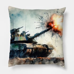 Fantasy illustration of a tank in battle Pillow