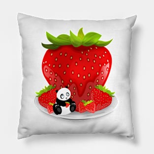 Panda & Strawberries Pillow