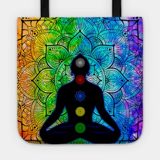 Tibetan Chakras, rainbow mandala Tote