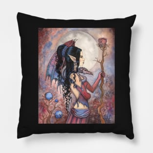 Dragon Girl Gothic Fantasy Art by Molly Harrison Pillow