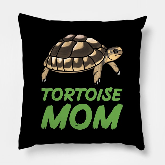 Tortoise Mom, Green, for Tortoise Lovers Pillow by Mochi Merch