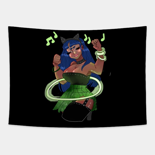 Pretty Rave Girl Tapestry by Ehbunni