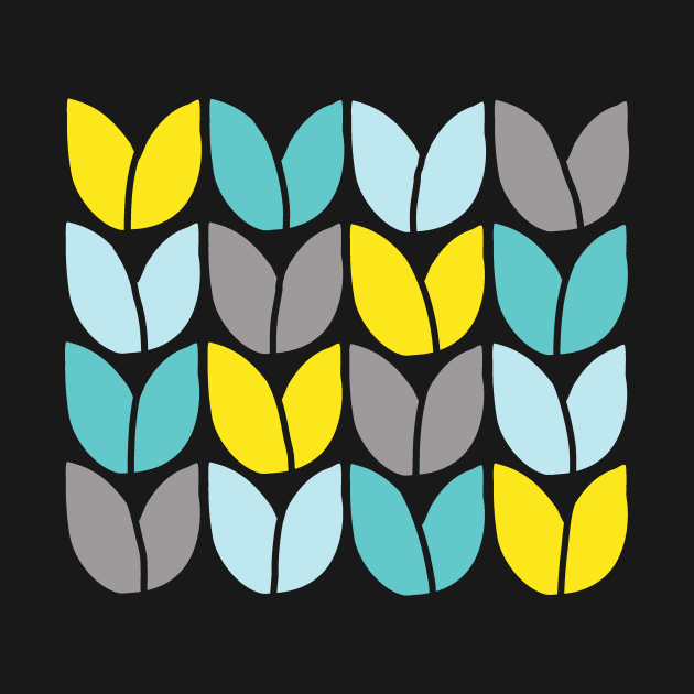 Tulip Knit (Aqua Gray Yellow) by Beth Thompson Art